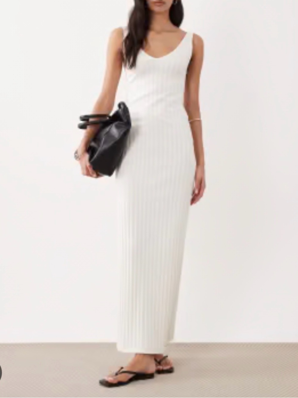H&M Hm Rib Knit Sleeveless White Maxi Dress Size S